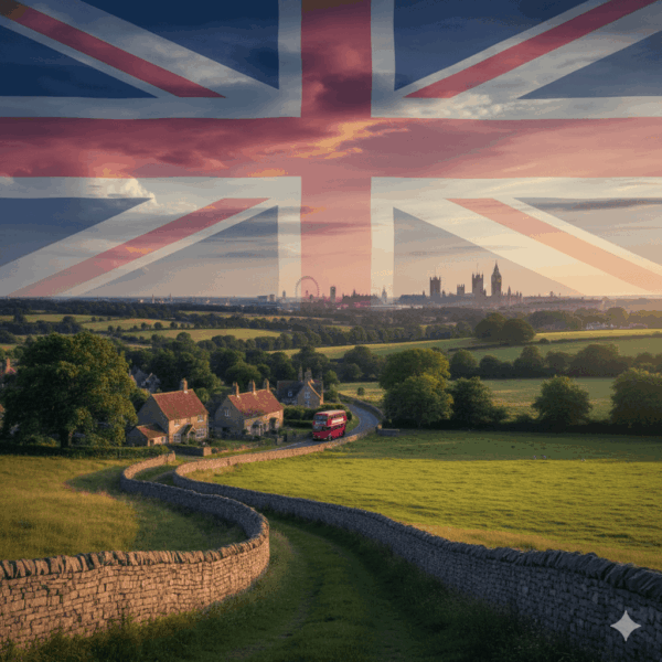 Vacker vy över London med Big Ben och en Union Jack-flagga som symboliserar handel och export till Storbritannien efter Brexit.
