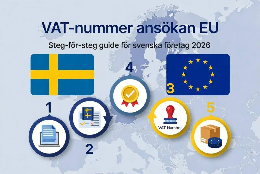 Bild som beskriver processen om hur en ansökan om europeiskt VAT-nummer görs