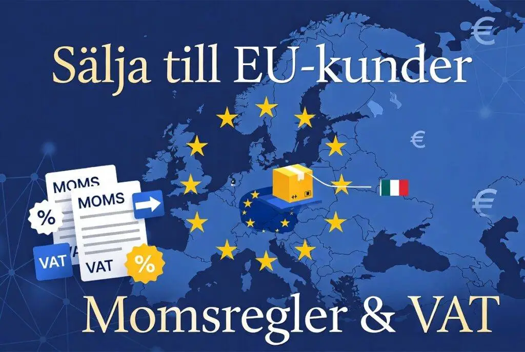 Bild som illustrerar försäljning till EU-kunder, momsregler och VAT