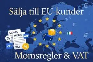 Bild som illustrerar försäljning till EU-kunder, momsregler och VAT