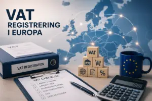 Bild som visualiserar processen kring VAT registrering i Europa